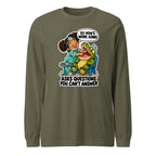 Dentist Dottie long sleeve tee in Military Green, front view