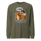 Pharmacist Phil long sleeve tee in Military Green, front view