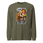 Lunch Lady Lou long sleeve tee in Military Green, front view
