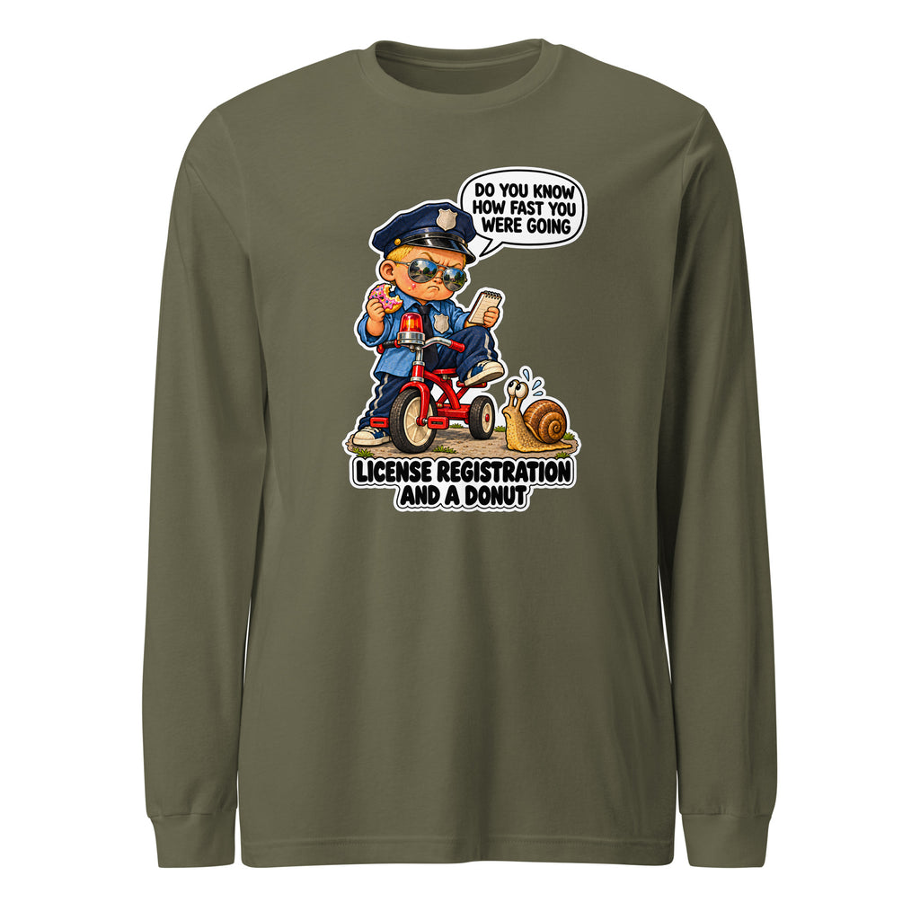 Officer Otis long sleeve tee in Military Green, front view