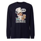 Chef Charlie long sleeve tee in Navy, front view