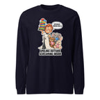 Waiter Wes long sleeve tee in Navy, front view