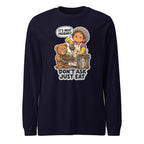Lunch Lady Lou long sleeve tee in Navy, front view