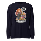 Hairdresser Holly long sleeve tee in Navy, front view