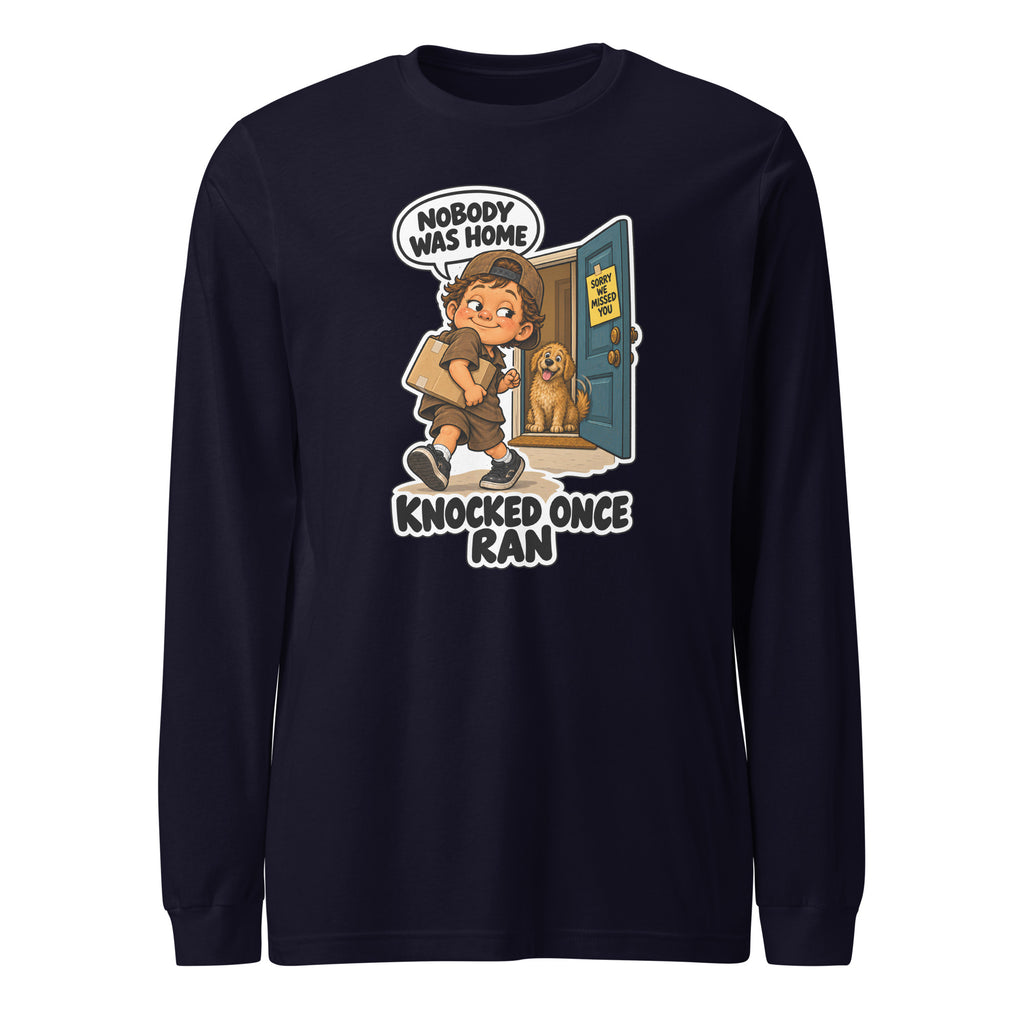 Delivery Dex long sleeve tee in Navy, front view