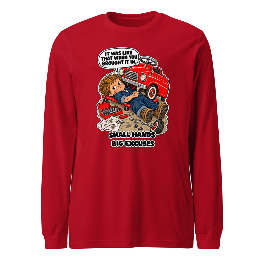 Mechanic Max long sleeve tee in Red, front view