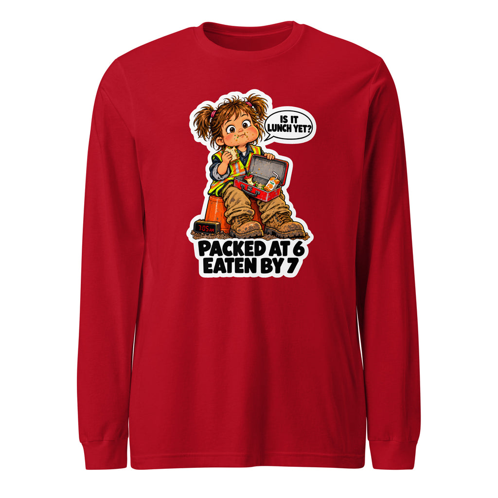 Lunchbox Lucy long sleeve tee in Red, front view