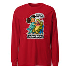 Dentist Dottie long sleeve tee in Red, front view