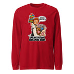 Waiter Wes long sleeve tee in Red, front view