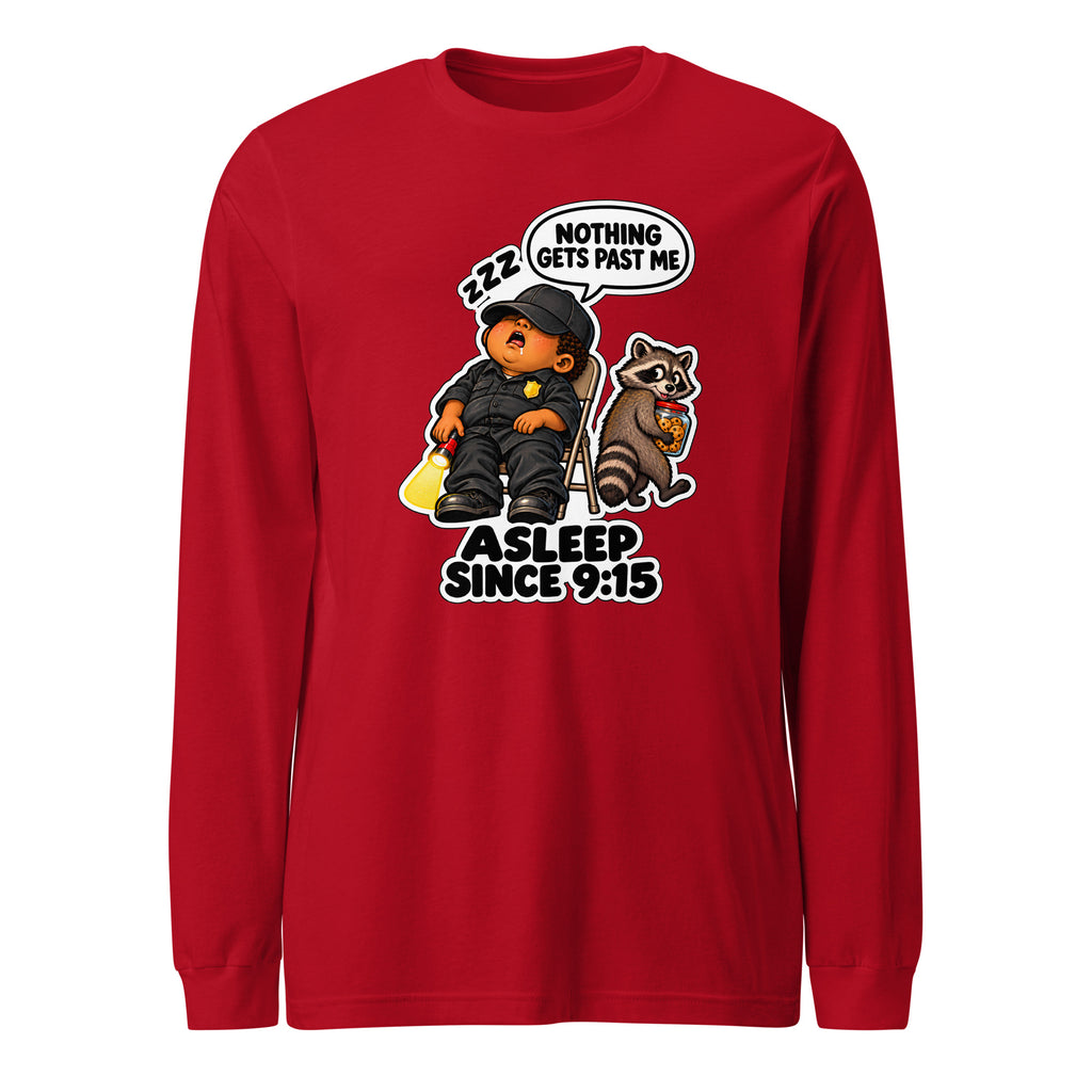 Security Stan long sleeve tee in Red, front view