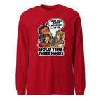 Customer Service Carl long sleeve tee in Red, front view