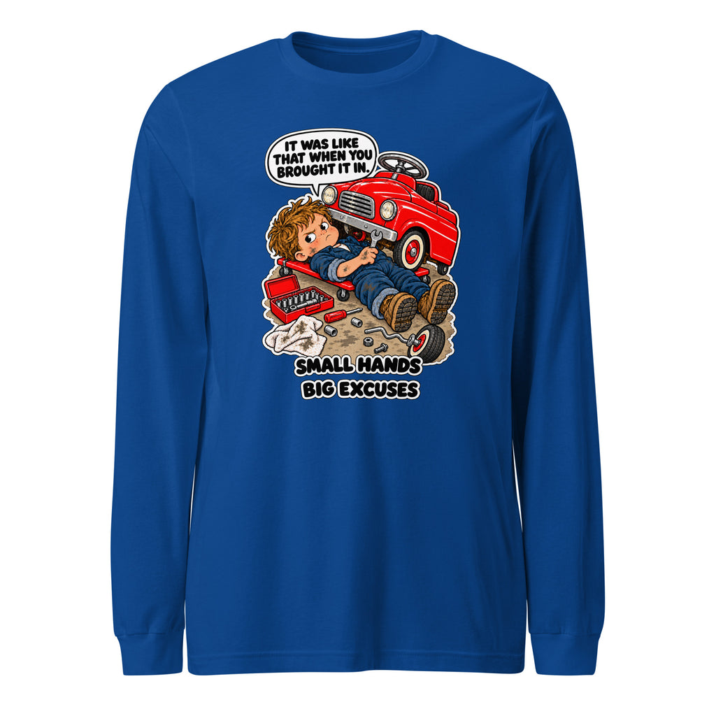 Mechanic Max long sleeve tee in True Royal, front view