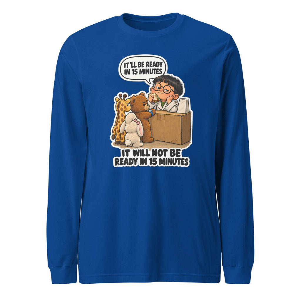 Pharmacist Phil long sleeve tee in True Royal, front view