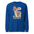 Waiter Wes long sleeve tee in True Royal, front view