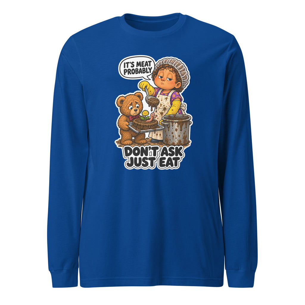 Lunch Lady Lou long sleeve tee in True Royal, front view