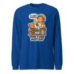 Lunch Lady Lou long sleeve tee in True Royal, front view