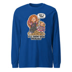 Hairdresser Holly long sleeve tee in True Royal, front view