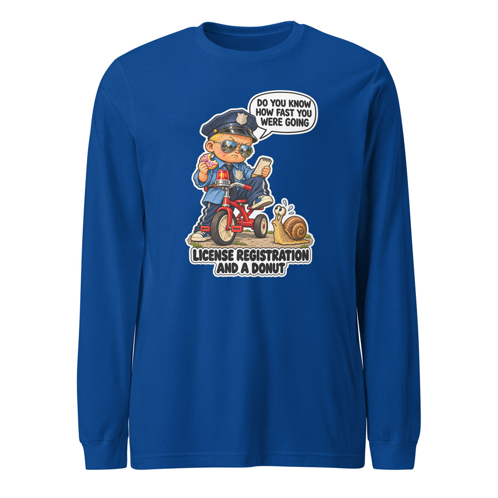 Officer Otis long sleeve tee in True Royal, front view