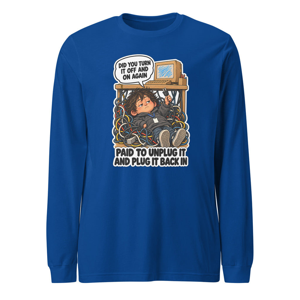 IT Guy Iggy long sleeve tee in True Royal, front view