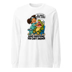 Dentist Dottie long sleeve tee in White, front view