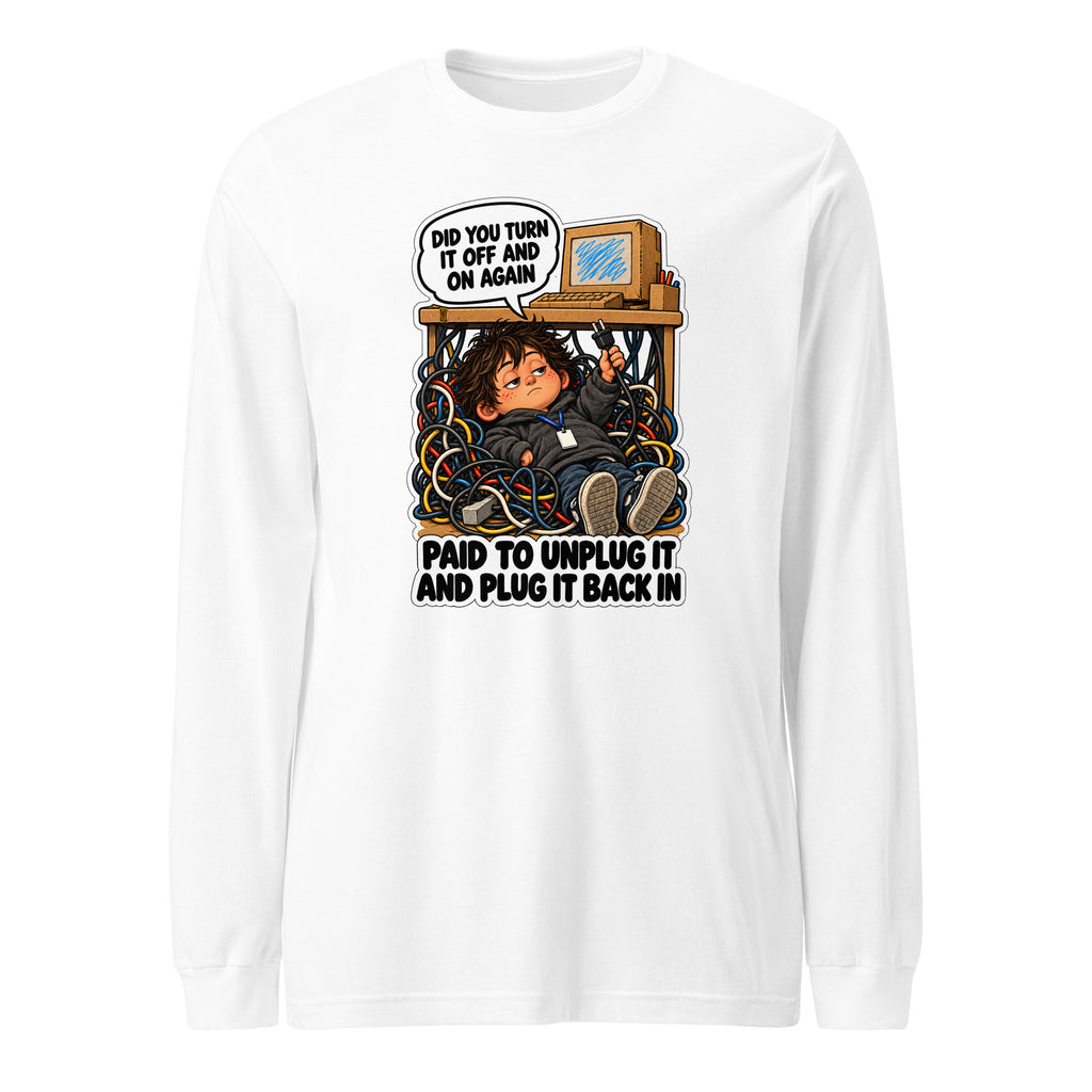 IT Guy Iggy long sleeve tee in White, front view