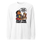 Customer Service Carl long sleeve tee in White, front view