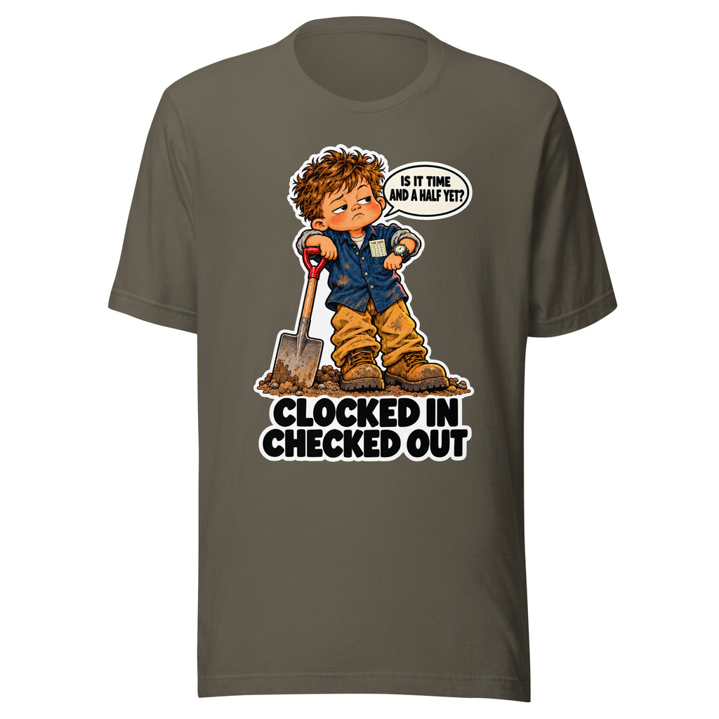 Overtime Ollie T-shirt in Army, front view