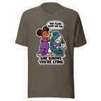 Hygienist Hazel T-shirt in Army, front view