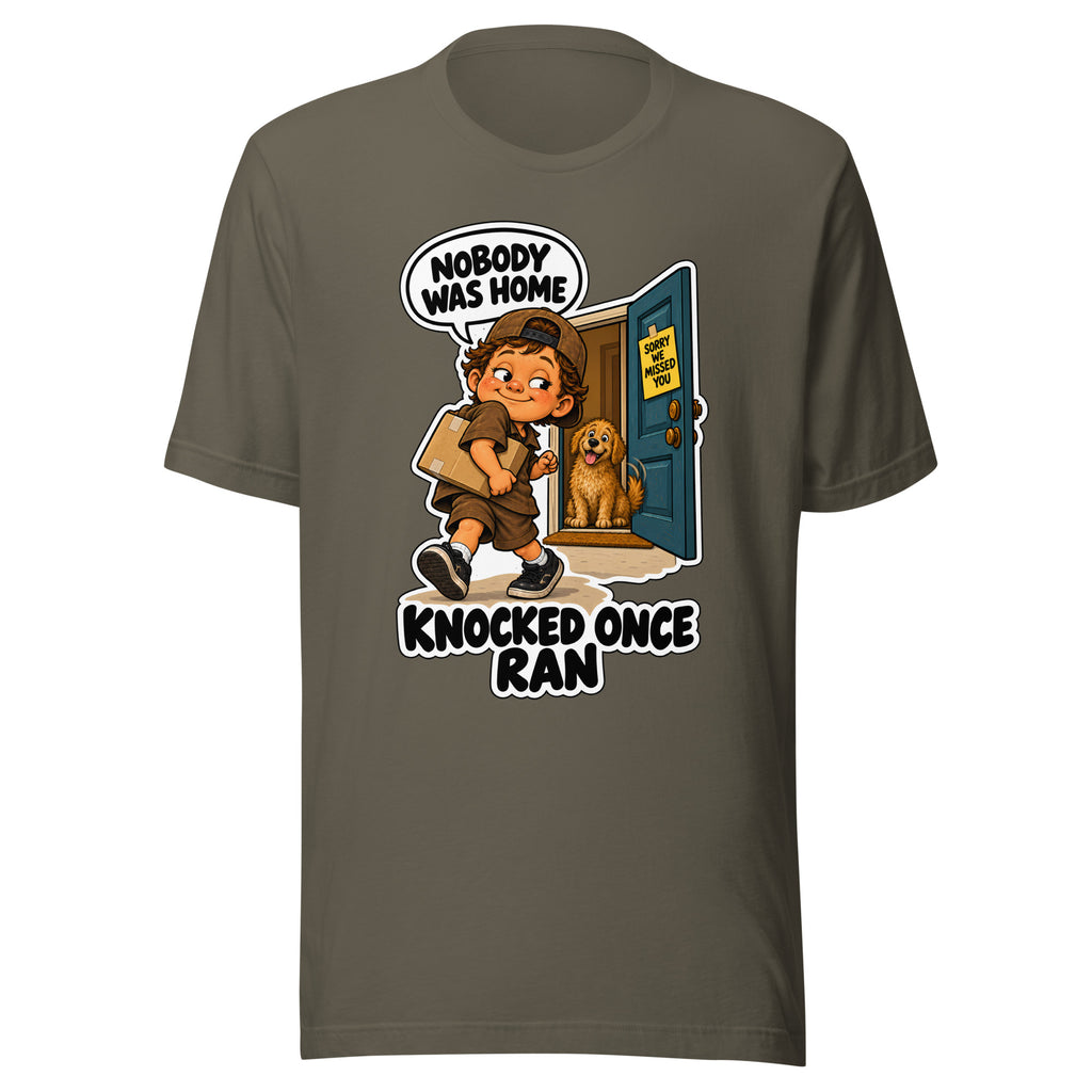Delivery Dex T-shirt in Army, front view