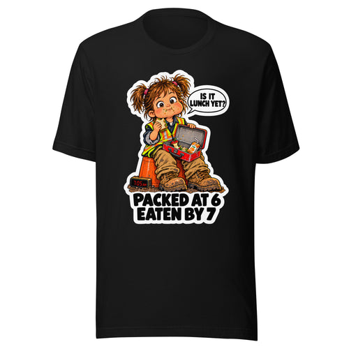Lunchbox Lucy T-shirt in Black, front view