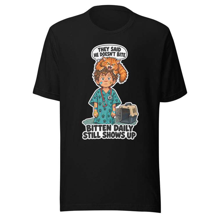 Vet Vinny "Bitten Daily, Still Shows Up" design
