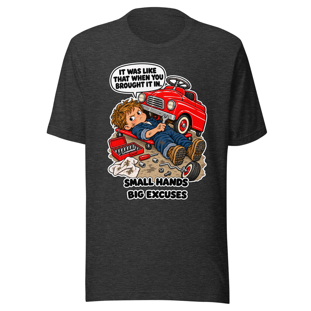 Mechanic Max T-shirt in Dark Grey Heather, front view