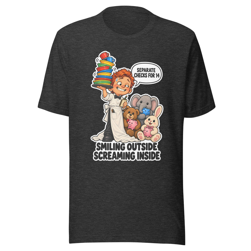 Waiter Wes T-shirt in Dark Grey Heather, front view