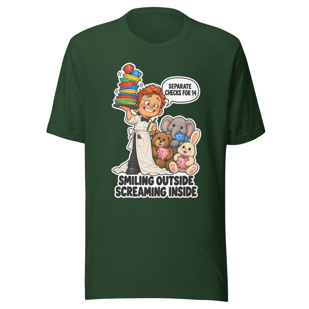 Waiter Wes T-shirt in Forest, front view