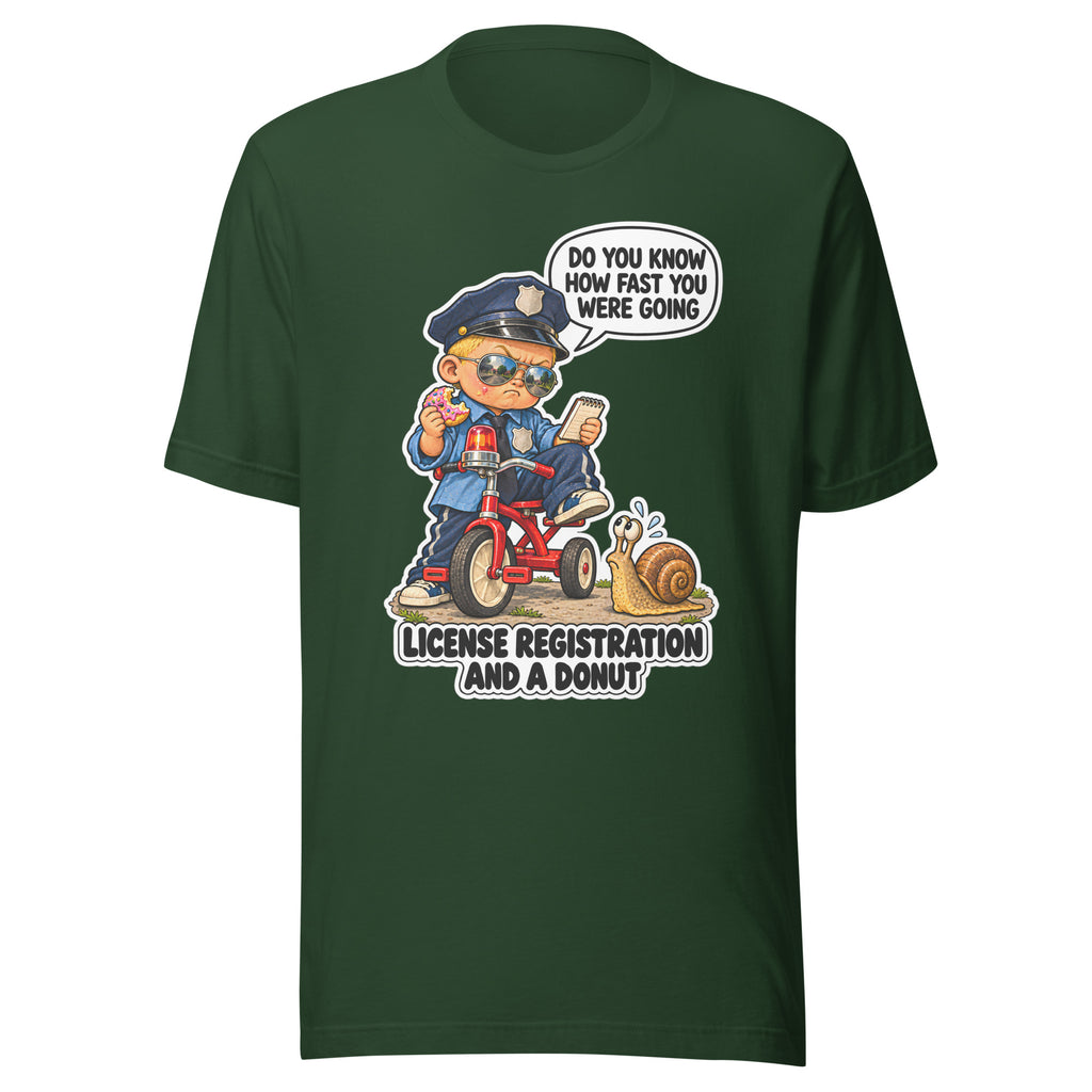 Officer Otis T-shirt in Forest, front view