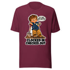 Overtime Ollie T-shirt in Maroon, front view