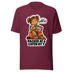 Lunchbox Lucy T-shirt in Maroon, front view
