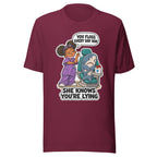 Hygienist Hazel T-shirt in Maroon, front view