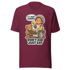 Lunch Lady Lou T-shirt in Maroon, front view