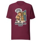 Delivery Dex T-shirt in Maroon, front view