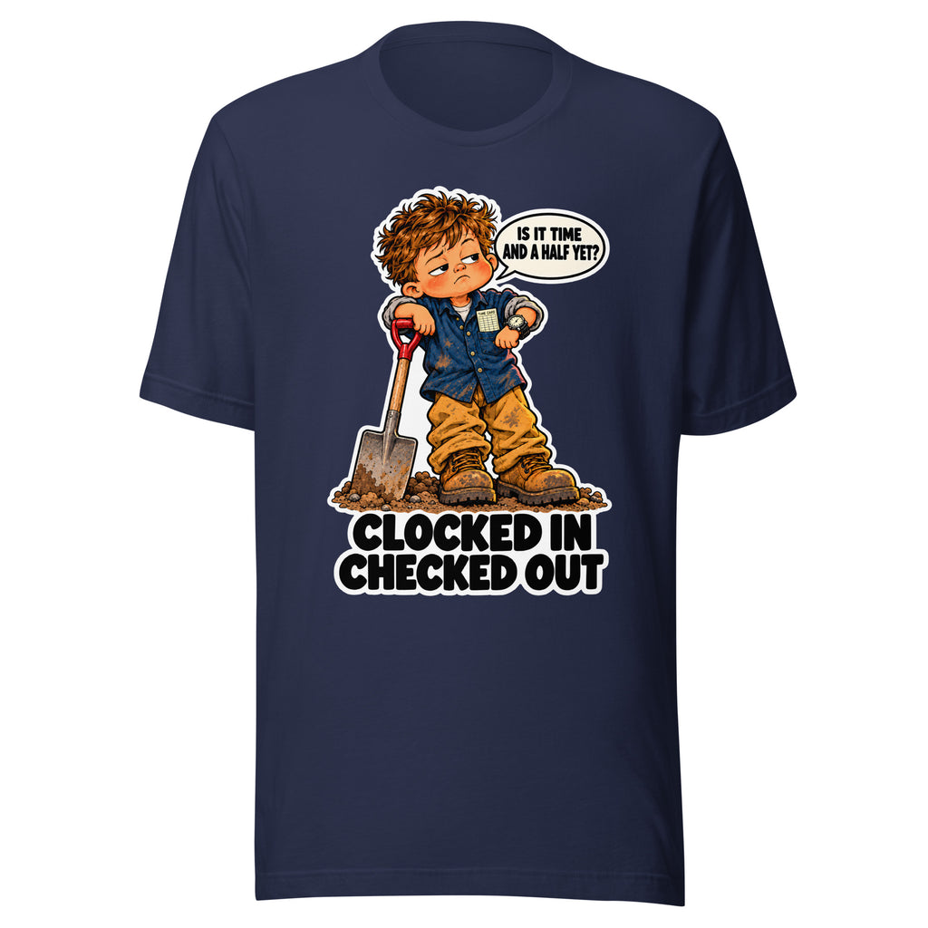 Overtime Ollie T-shirt in Navy, front view