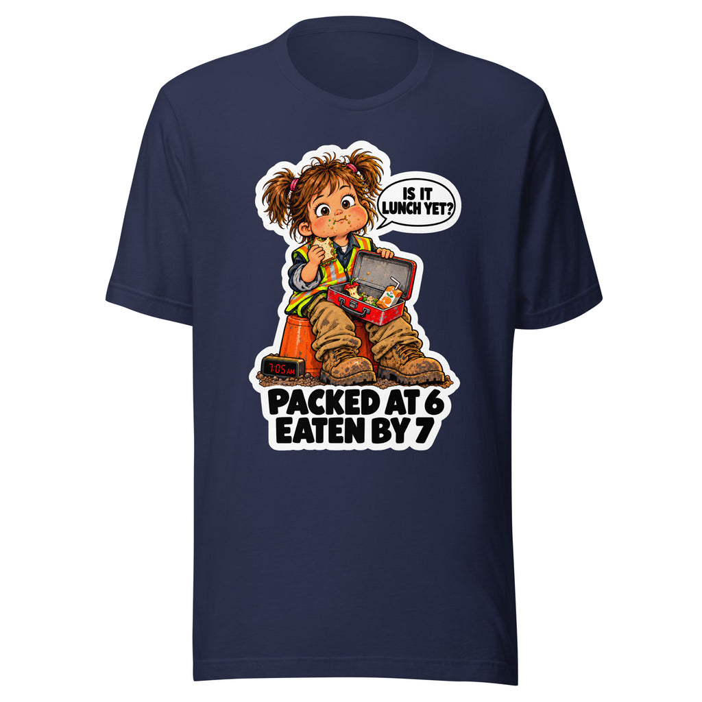 Lunchbox Lucy T-shirt in Navy, front view