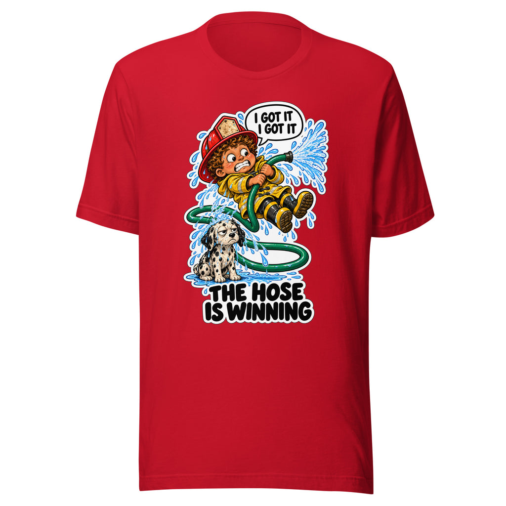 Firefighter Finn T-shirt in Red, front view