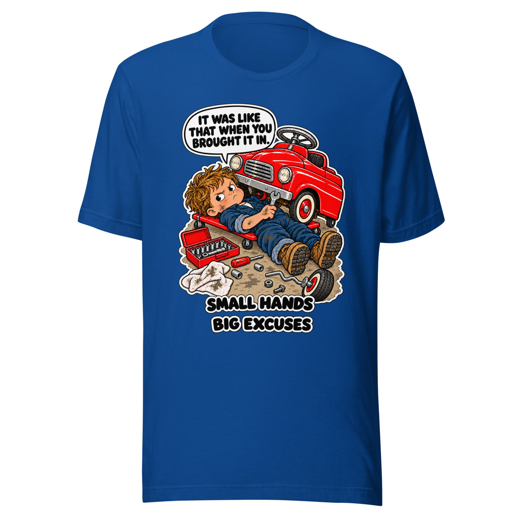 Mechanic Max T-shirt in True Royal, front view