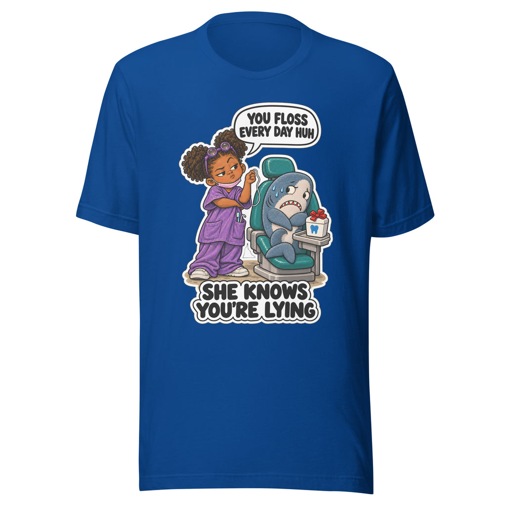 Hygienist Hazel T-shirt in True Royal, front view