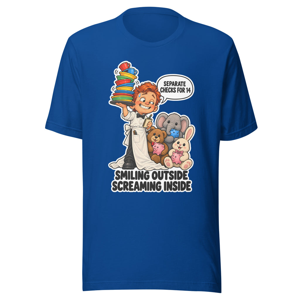 Waiter Wes T-shirt in True Royal, front view