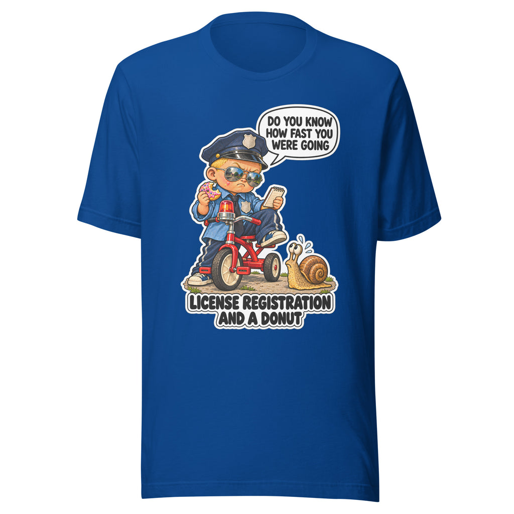 Officer Otis T-shirt in True Royal, front view