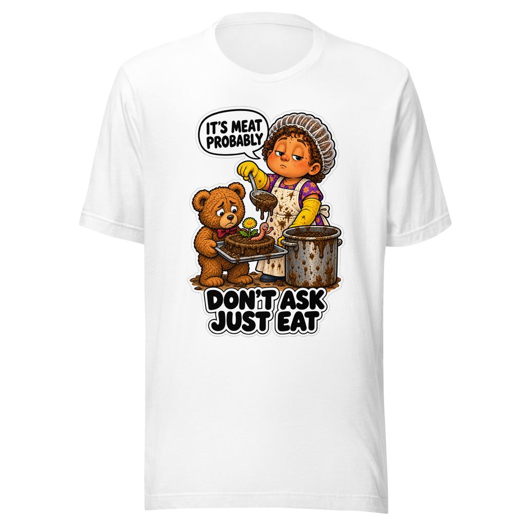 Lunch Lady Lou T-shirt in White, front view