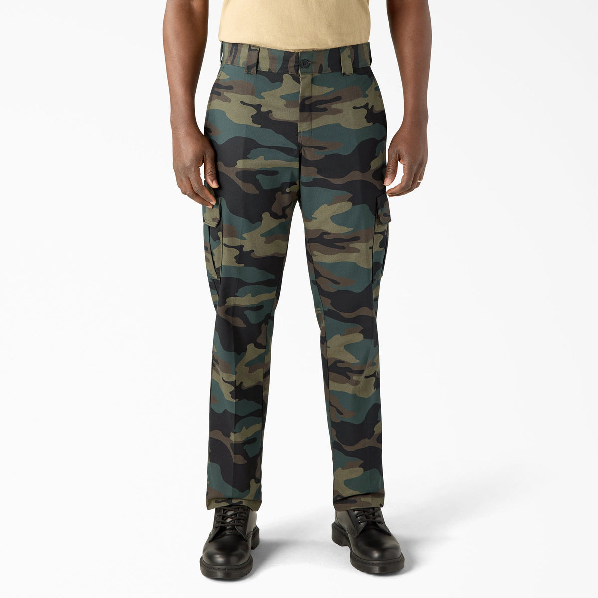 Dickies FLEX Regular Fit Cargo Pants | Hunter Green Camo | Front