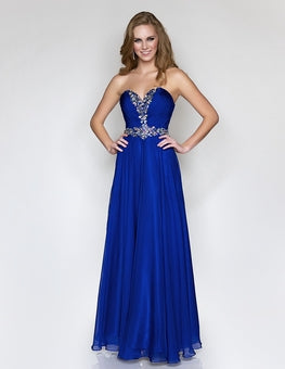 Nina Canacci Hand Beaded Strapless Sweetheart Bodice Royal Blue Evening Gown, Formal Dress Style# 1002 